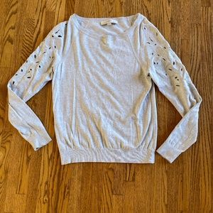 Loft Grey Cut Out Sleeves Sweater